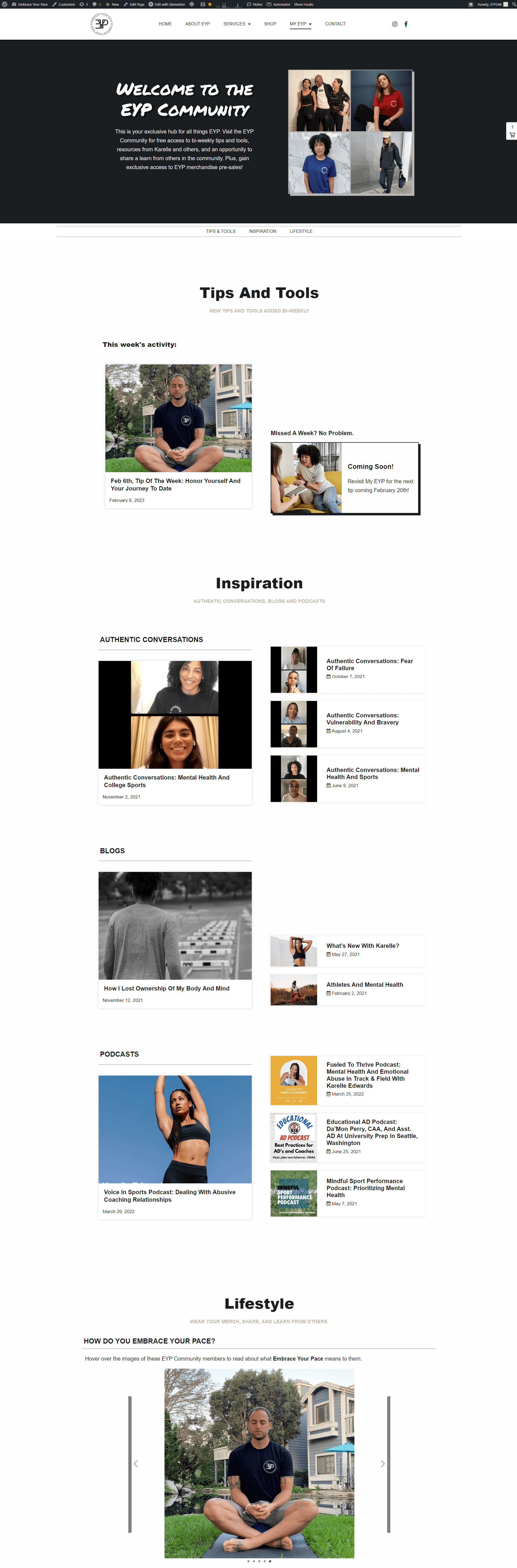 embrace your pace webpage